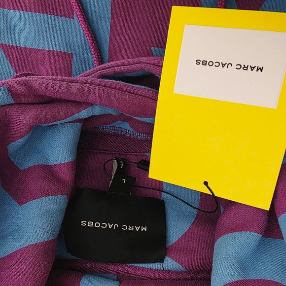 NEW Marc Jacobs Monogram Jumbo Logo Purple and Blue Graphic Oversized Hoodie - Picture 11 of 14
